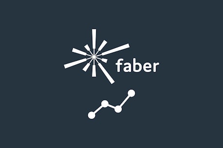 Faber-Logo zentriert, darunter Icon für Kurs auf rotem Hintergrund